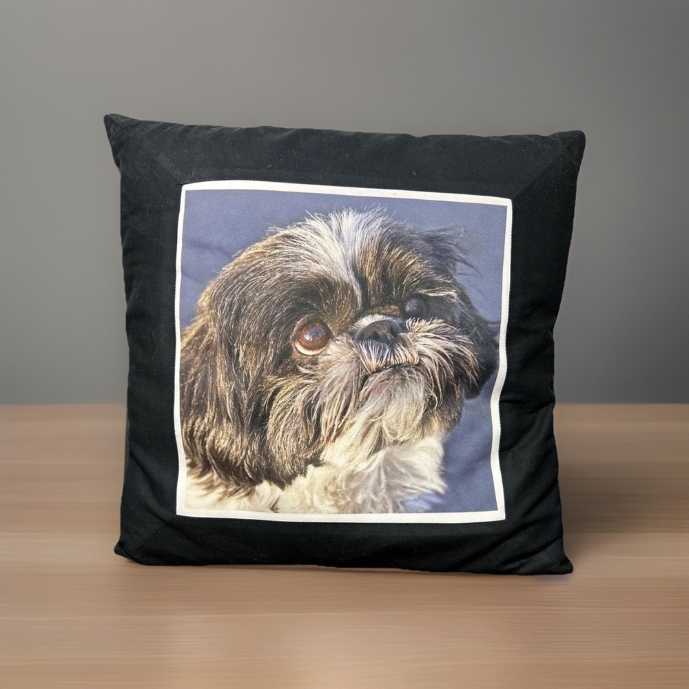 CafePress Shih Tzu Dog Photo Print Throw Pillow COVER ONLY Black Square Decor - Picture 2 of 8